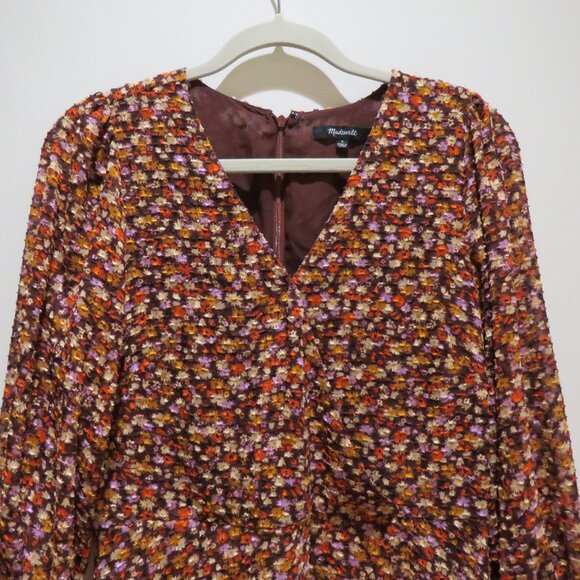 MADEWELL Long-Sleeve Crossover Midi Dress Clipdot Spring Prairie Floral Twee 6 - Picture 4 of 16